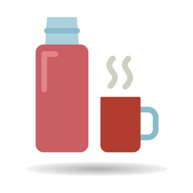 Termos şişe vektör ikonu izole edildi. Kamp ve yürüyüş işareti. Seyahat ve turizm web sitesi ve uygulama tasarımı, logo, uygulama, UI için grafik sembolü