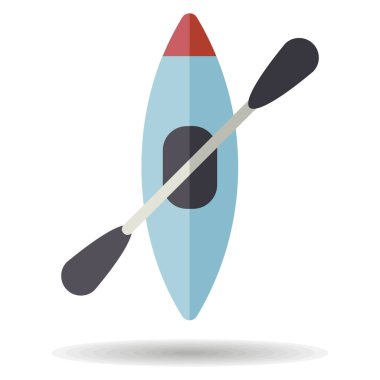 Kürek vektör izole edilmiş kano. Kamp tabelası. Seyahat ve turizm web sitesi ve uygulama tasarımı, logo, uygulama, UI için grafik sembolü