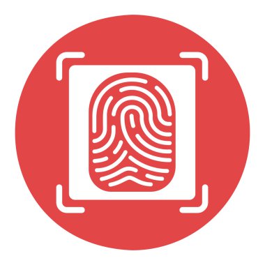 Parmak tarama vektör simgesi. Parmak izi tarama teknolojisi konsepti. Tanımlama sistemi taranıyor. Güvenlik işareti. Web sitenizin tasarımı için grafik sembolü, logo, uygulama, UI