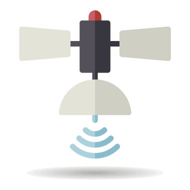Uydu vektör simgesi izole edildi. Navigasyon işareti. Seyahat ve turizm web sitesi ve uygulama tasarımı, logo, uygulama, UI için grafik sembolü