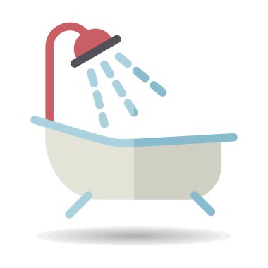 Banyo vektör simgesi. Duş işaretli banyo. Seyahat ve turizm web sitesi ve uygulama tasarımı, logo, uygulama, UI için grafik sembolü