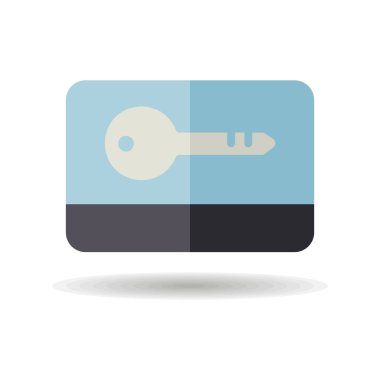 Kart anahtarı düz vektör izole simgesi. Seyahat ve turizm web sitesi ve uygulama tasarımı, logo, uygulama, UI için grafik sembolü