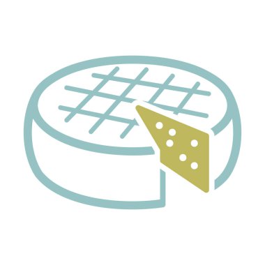 Kesilmiş vektör ikonlu sert peynir. Süt ürünleri tabelası. Yemek pişirme web sitesi ve uygulama tasarımı, logo, uygulama, UI için grafik sembolü