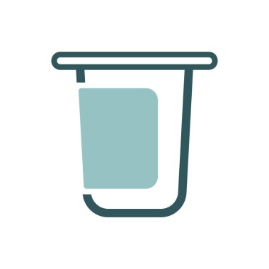 Yoğurt kabı, plastik taşıyıcı ikonu. Süt ürünleri tabelası. Yemek pişirme web sitesi ve uygulama tasarımı, logo, uygulama, UI için grafik sembolü