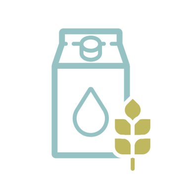 Lezzetli mısır gevreği ikonlu bir kutu süt. Süt ürünleri tabelası. Yemek pişirme web sitesi ve uygulama tasarımı, logo, uygulama, UI için grafik sembolü