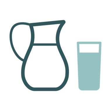 Süt testisi ve bir bardak süt vektörü ikonu. Süt ürünleri tabelası. Yemek pişirme web sitesi ve uygulama tasarımı, logo, uygulama, UI için grafik sembolü