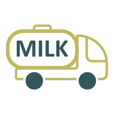 Süt teslimatı, süt vektör ikonlu kamyon. Süt ürünleri tabelası. Yemek pişirme web sitesi ve uygulama tasarımı, logo, uygulama, UI için grafik sembolü