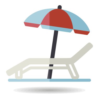 Lounger Beach Sunbed sandalye vektör simgesi. Yaz tabelası. Seyahat ve turizm web sitesi ve uygulama tasarımı, logo, uygulama, UI için grafik sembolü