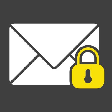 Zarf vektör simgesini koyu arkaplana kilitle. Zarf işaretini aç. Güvenlik işareti. Web sitenizin tasarımı için grafik sembolü, logo, uygulama, UI