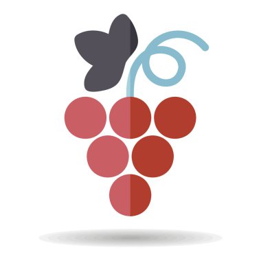 Bunch of grapes with leaf vector icon. Graph symbol for food and drinks web site, apps design, mobile apps and print media, logo, UI