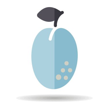 Plum with leaf vector icon. Graph symbol for food and drinks web site, apps design, mobile apps and print media, logo, UI