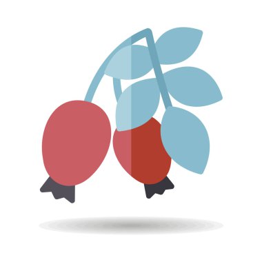 Rose hip berries and leaves vector icon. Graph symbol for food and drinks web site, apps design, mobile apps and print media, logo, UI