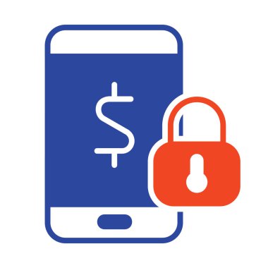 Mobil bankacılık vektör simgesi. Para biriktir. İnternet bankacılığı sembolü. Para güvenliği. Güvenlik işareti. Web sitenizin tasarımı için grafik sembolü, logo, uygulama, UI