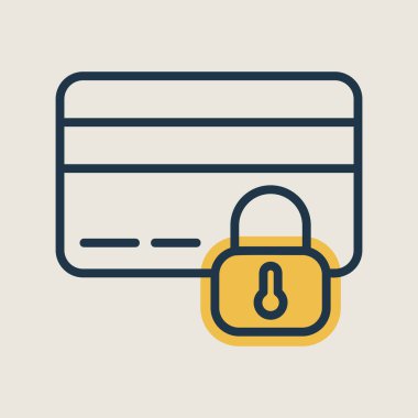 Kilit vektör simgesi olan kredi kartı. Kilitli banka kartı sembolü. Güvenlik işareti. Web sitenizin tasarımı için grafik sembolü, logo, uygulama, UI