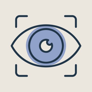 Göz tarama vektör simgesi. Retina kontrol sembolü. Güvenlik işareti. Web sitenizin tasarımı için grafik sembolü, logo, uygulama, UI
