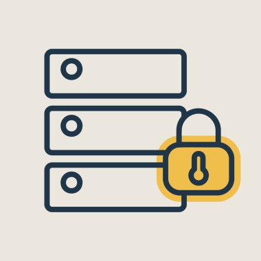 Veritabanı asma kilit vektör simgesi. Güvenlik işareti. Web sitenizin tasarımı için grafik sembolü, logo, uygulama, UI