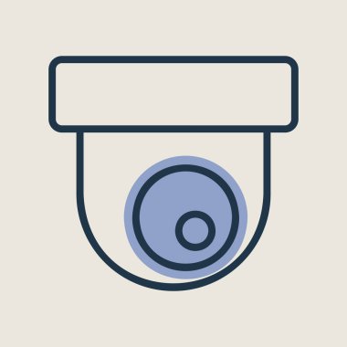 Kubbe kamera vektör simgesi. CCTV, güvenlik tavanı video kamera, gözetleme işareti. Güvenlik işareti. Web sitenizin tasarımı için grafik sembolü, logo, uygulama, UI