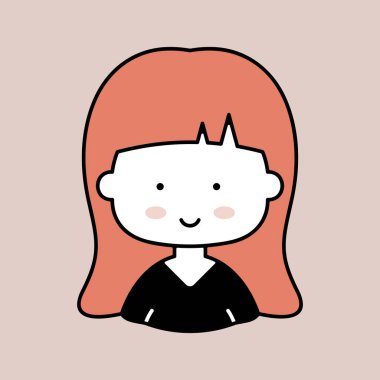 Uzun düz saç vektör ikonu olan kadın. Saç aşağı sembolü. Avatar karakter portresi işaretleri. Web sitenizin tasarımı için grafik sembolü, logo, uygulama, UI