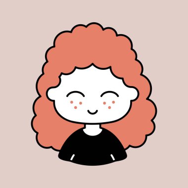 Kıvırcık saç stili vektör ikonu olan kadın. Avatar karakter portresi işaretleri. Web sitenizin tasarımı için grafik sembolü, logo, uygulama, UI