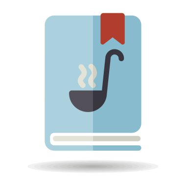 Yemek kitabı ya da yemek kitabı vektör ikonu. Yemek tarifi kitabı. Mutfak aletleri. Yemek pişirme web sitesi tasarımı, logo, uygulama, UI için grafik sembolü