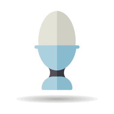 Yumurta kabı ikonunda rafadan yumurta. Mutfak aletleri. Yemek pişirme web sitesi tasarımı, logo, uygulama, UI için grafik sembolü