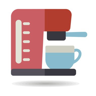 Ev, restoran, kafe ya da ofis için bardak vektör ikonlu kahve makinesi. Elektrikli mutfak aletleri. Yemek pişirme sitesi tasarımı ve logosu için grafik sembolü