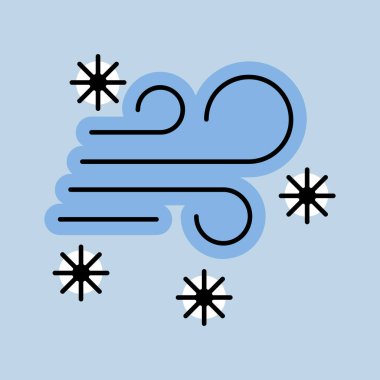 Kar fırtınası vektörü ikonu izole etti. Kış işareti. Seyahat ve turizm web sitesi ve uygulama tasarımı, logo, uygulama, UI için grafik sembolü