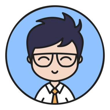 Gözlük vektör ikonunda insan yüzü avatarı. Hippi sembolü. Avatar karakter portresi işaretleri. Web sitenizin tasarımı için grafik sembolü, logo, uygulama, UI