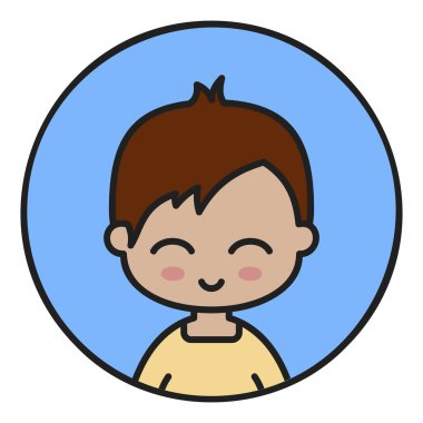 Erkek karakter, Avatar vektör simgesi ile yüzleşir. Avatar karakter portresi işaretleri. Web sitenizin tasarımı için grafik sembolü, logo, uygulama, UI