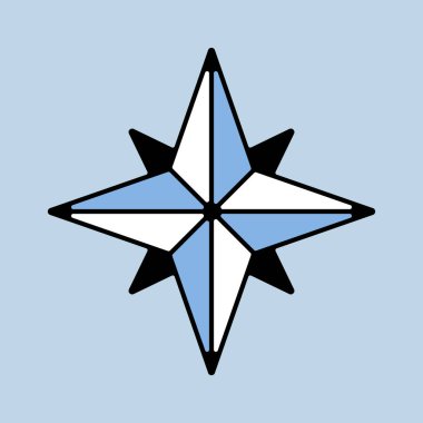 Rüzgar gül vektörü ikonu izole edildi. Navigasyon işareti. Seyahat ve turizm web sitesi ve uygulama tasarımı, logo, uygulama, UI için grafik sembolü