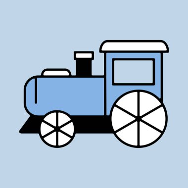 Klasik buhar lokomotif vektör simgesi. Çocuk demiryolu taşıma tabelası. Olay ve tatil web sitesi için grafik sembolü ve uygulama tasarımı, logo, uygulama, UI
