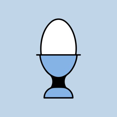 Yumurta kabı ikonunda rafadan yumurta. Mutfak aletleri. Yemek pişirme web sitesi tasarımı, logo, uygulama, UI için grafik sembolü