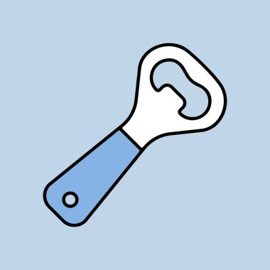 Şişe açacağı vektör simgesini kapat. Mutfak aletleri. Yemek pişirme web sitesi tasarımı, logo, uygulama, UI için grafik sembolü