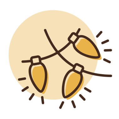 Renkli ampul vektör ikonlu Noel ışıkları. Kış işareti. Olay ve tatil web sitesi için grafik sembolü ve uygulama tasarımı, logo, uygulama, UI