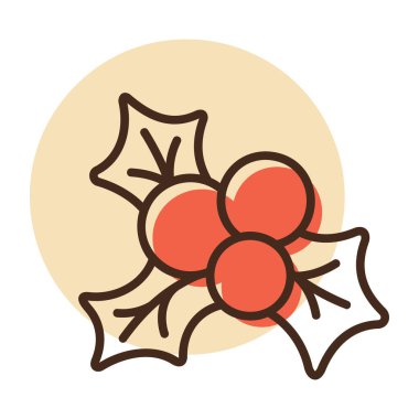 Noel kutsal meyve ikonu. Ökseotu ve yaprak. Kış işareti. Olay ve tatil web sitesi için grafik sembolü ve uygulama tasarımı, logo, uygulama, UI