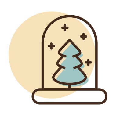 Noel ağacı ikonu olan kar küresi. Kış işareti. Olay ve tatil web sitesi için grafik sembolü ve uygulama tasarımı, logo, uygulama, UI