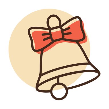 Kurdeleli ve yay vektör ikonlu Noel çanı. Kış işareti. Olay ve tatil web sitesi için grafik sembolü ve uygulama tasarımı, logo, uygulama, UI