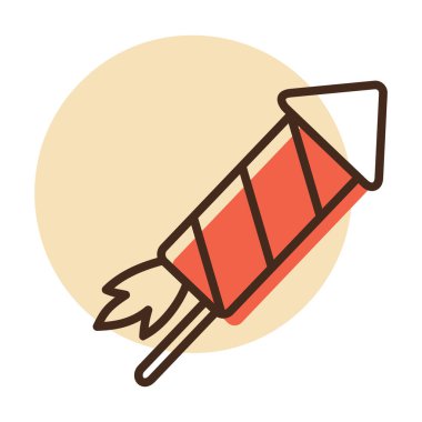 Fitil vektör ikonlu çizgili havai fişek roketi. Kış işareti. Olay ve tatil web sitesi için grafik sembolü ve uygulama tasarımı, logo, uygulama, UI