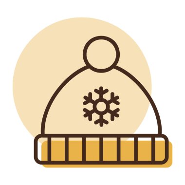 Kar taneli ve ponpon ikonlu şapka. Kış işareti. Olay ve tatil web sitesi için grafik sembolü ve uygulama tasarımı, logo, uygulama, UI