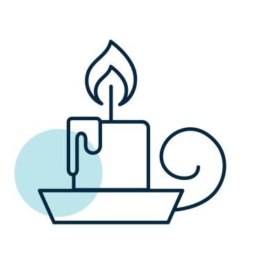 Bir kase vektör ikonunda yanan mum. Kış işareti. Olay ve tatil web sitesi için grafik sembolü ve uygulama tasarımı, logo, uygulama, UI