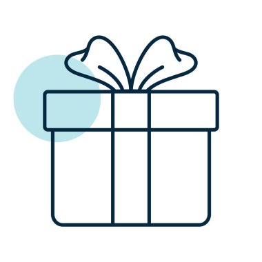 Kurdeleli ve yay vektör ikonlu Noel hediyesi. Kış işareti. Olay ve tatil web sitesi için grafik sembolü ve uygulama tasarımı, logo, uygulama, UI