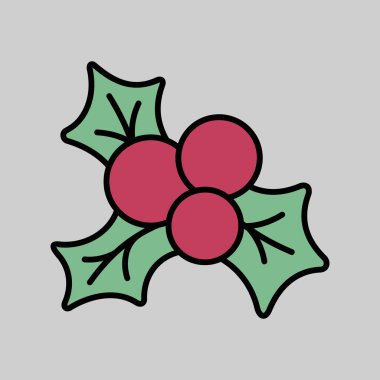 Noel kutsal meyve ikonu. Ökseotu ve yaprak. Kış işareti. Olay ve tatil web sitesi için grafik sembolü ve uygulama tasarımı, logo, uygulama, UI