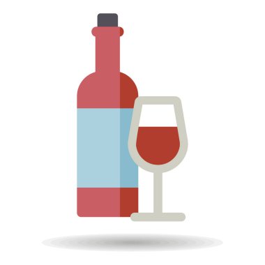 Şarap şişesi ve gözlük vektör ikonu. Barbekü ve bbq ızgara tabelası. Yemek pişirme web sitesi ve uygulama tasarımı, logo, uygulama, UI için grafik sembolü