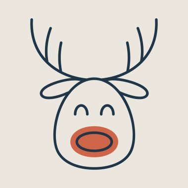 Kış vektör ikonunda Noel için sevimli bir ren geyiği karakteri. Kış işareti. Olay ve tatil web sitesi için grafik sembolü ve uygulama tasarımı, logo, uygulama, UI