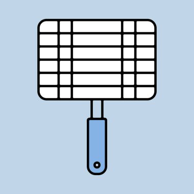 Barbekü, ızgara çelik ızgara hattı ikonu. Yemek pişirme web sitesi ve uygulama tasarımı, logo, uygulama, UI için grafik sembolü
