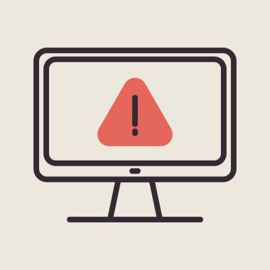 Bilgisayar uyarı vektör simgesi. Basit bir dijital sistem hatası. Güvenlik işareti. Web sitenizin tasarımı için grafik sembolü, logo, uygulama, UI