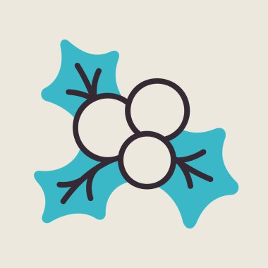 Noel kutsal meyve ikonu. Ökseotu ve yaprak. Kış işareti. Olay ve tatil web sitesi için grafik sembolü ve uygulama tasarımı, logo, uygulama, UI