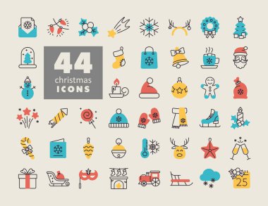 Mutlu Noel ikonu kümesi vektörü. Kış işareti. Olay ve tatil web sitesi için grafik sembolü ve uygulama tasarımı, logo, uygulama, UI