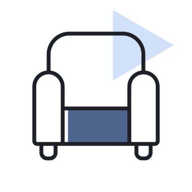 Rahat, yumuşak koltuk vektör simgesi. Mobilya, web sitesi ve uygulama tasarımı için grafik sembolü, logo, uygulama, UI