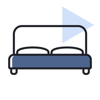 Büyük yatak vektör simgesi. Mobilya, web sitesi ve uygulama tasarımı için grafik sembolü, logo, uygulama, UI